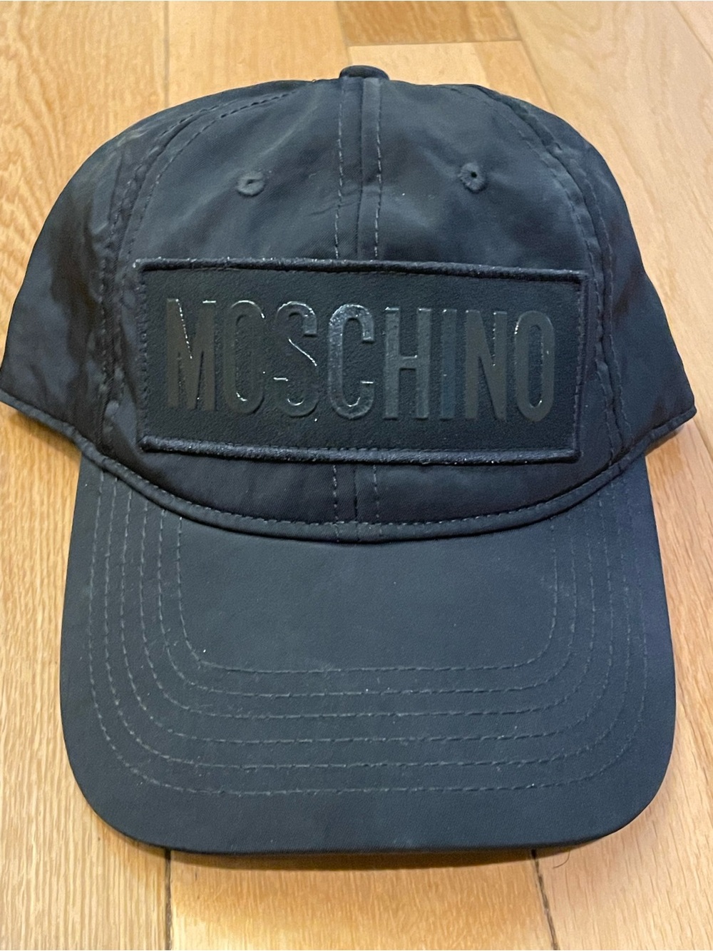 Moschino Black Embossed Logo Cap